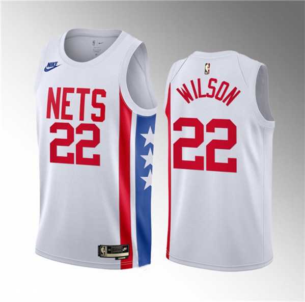 Mens Brooklyn Nets #22 Jalen Wilson White 2023 Draft Classic Edition Stitched Basketball Jersey Dzhi->brooklyn nets->NBA Jersey